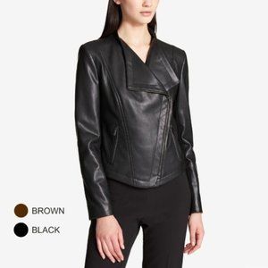 DKNY Foundations Faux-Leather Moto Jacket